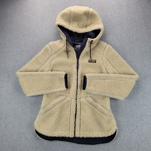 L.L. Bean Jackets & Blazers - L.L Bean Mountain Pile Sherpa Coat With Hood Womens XXS Ivory Gorp Hike